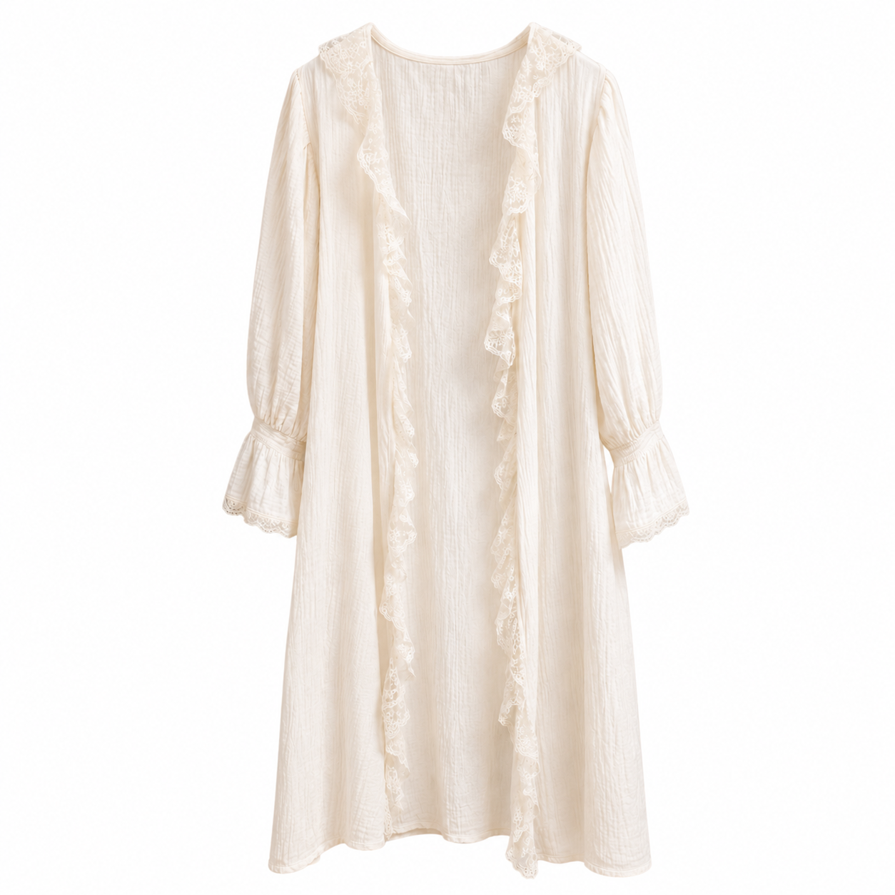 Muslin Cotton Lace Robe