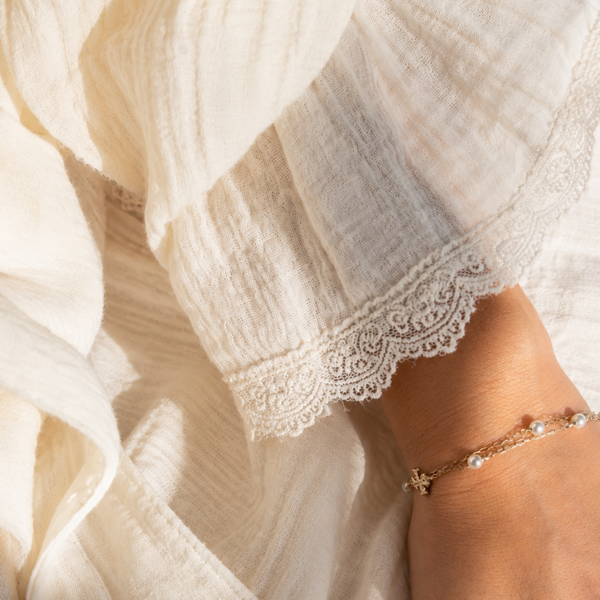 Muslin Cotton Lace Robe
