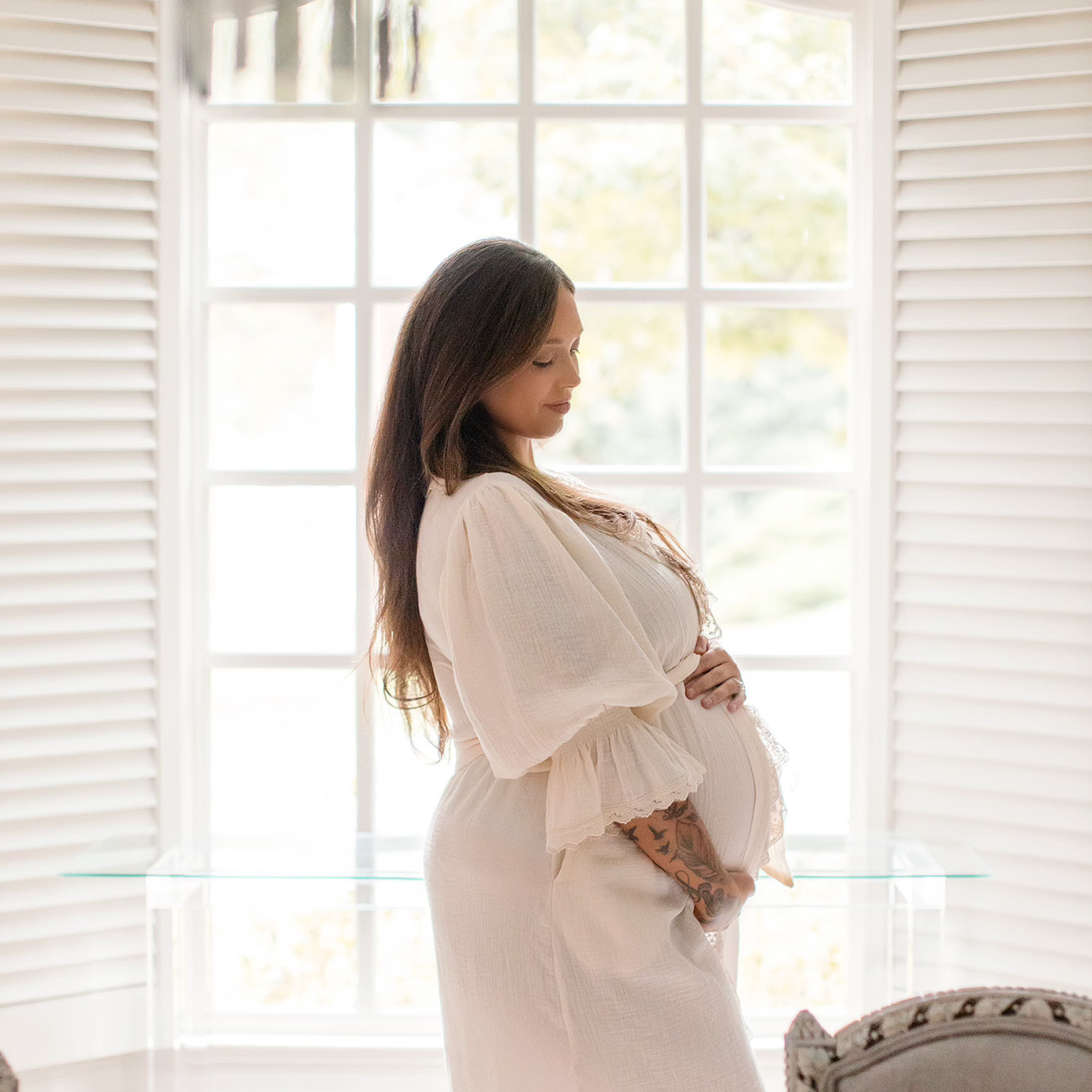 Muslin Cotton Lace Robe